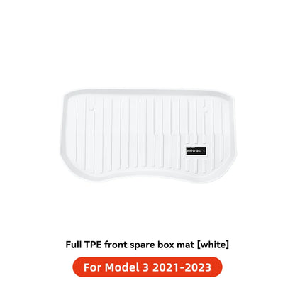 YZ TPE White Foot Pad — Fully-Surrounded Floor Liner for Tesla Model 3 & Model Y (2021–2025) | Waterproof, Non-Slip