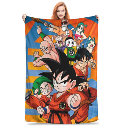 Dragon Ball Z Anime Blanket – Goku Flannel Throw for Bed & Sofa, Warm Cozy DBZ Blanket for Spring & Autumn