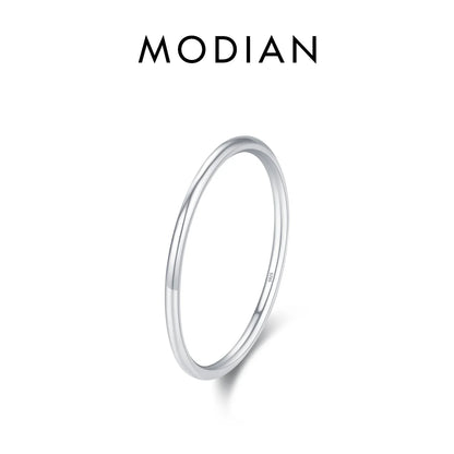 MODIAN 925 Sterling Silver Stackable Ring – Classic Wave Geometric Finger Ring, Fashion Jewelry for Women