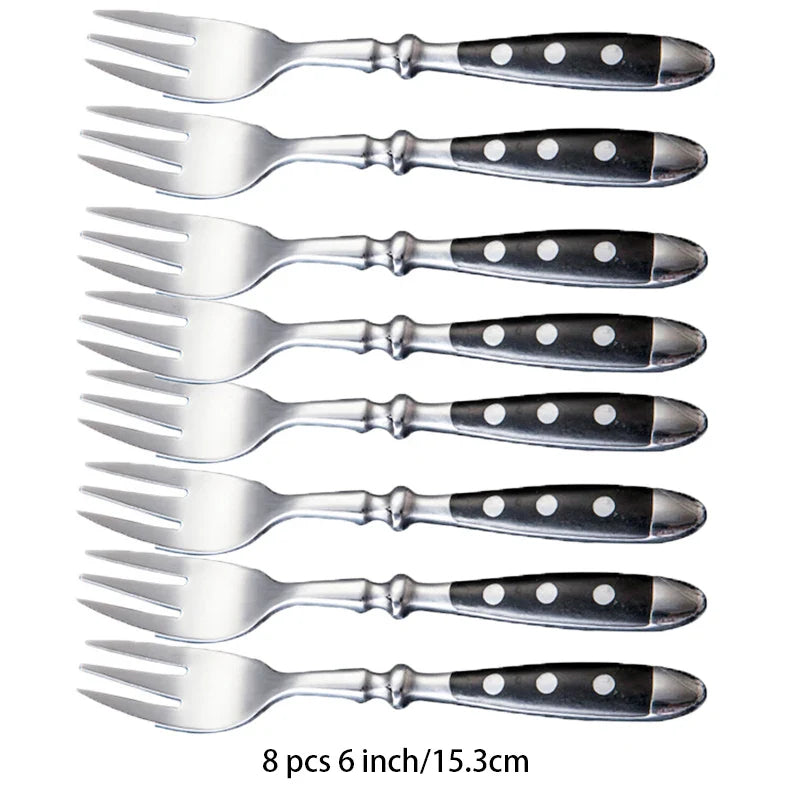 Classic Elegant Stainless Steel Cutlery Set – Fork, Spoon, Knife & Teaspoon Full Dining Steak Dinnerware Collection