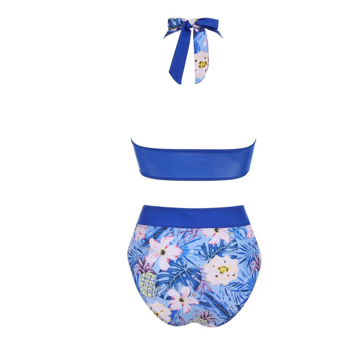 Floral Colour Block High Waist Bikini – Women's Two-Piece Swimsuit Teen Beachwear 2024 Trend