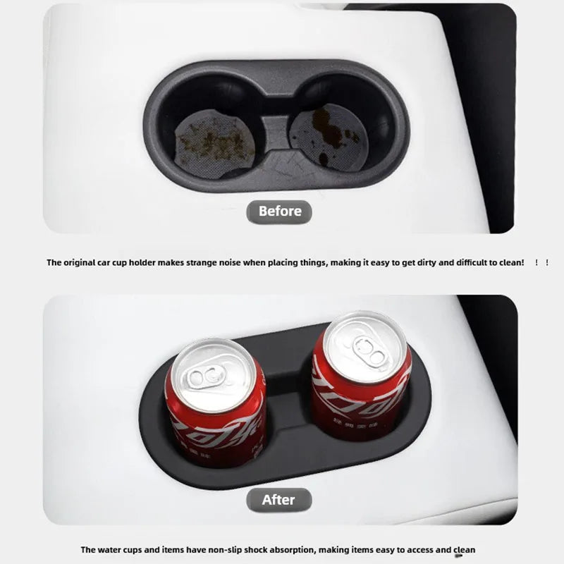 Tesla Model Y Juniper 2025 Silicone Cup Holder – Center Console Drink Bottle Rack for Front & Rear Seats Interior Accessory