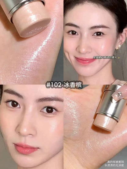 KAXIER High Gloss Stick Highlighter Blush — Waterproof Shimmer Face Contour Illuminator & Brightening Rouge