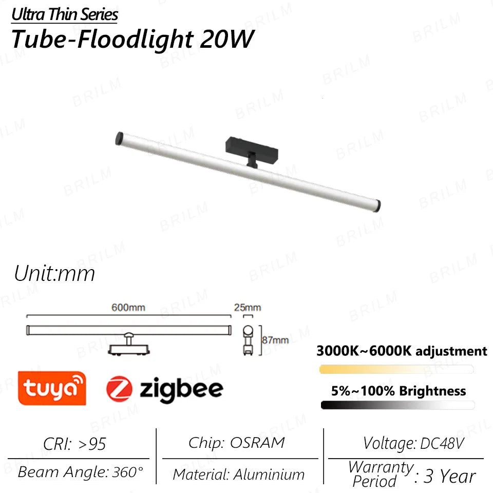 Ultra-Thin 6mm Magnetic Track Light – Dimmable LED Spot Lamp with Smart Tuya Zigbee Gateway