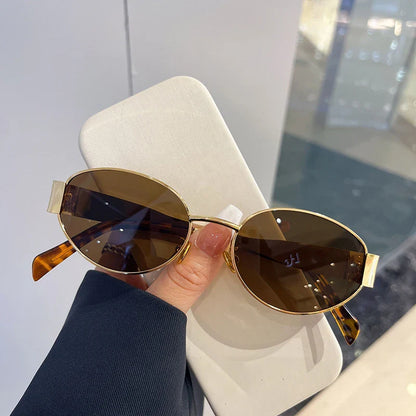 Fashion Oval Retro Sunglasses for Women – Classic Metal UV400 Goggles, High-Quality Outdoor Eyewear for Men & Women
