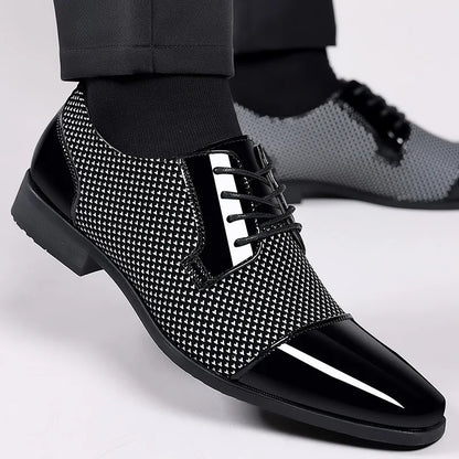 Men’s Classic Black Leather Slip-On Dress Shoes - Pointed Toe Business, Casual & Wedding Formal Shoes Plus Size
