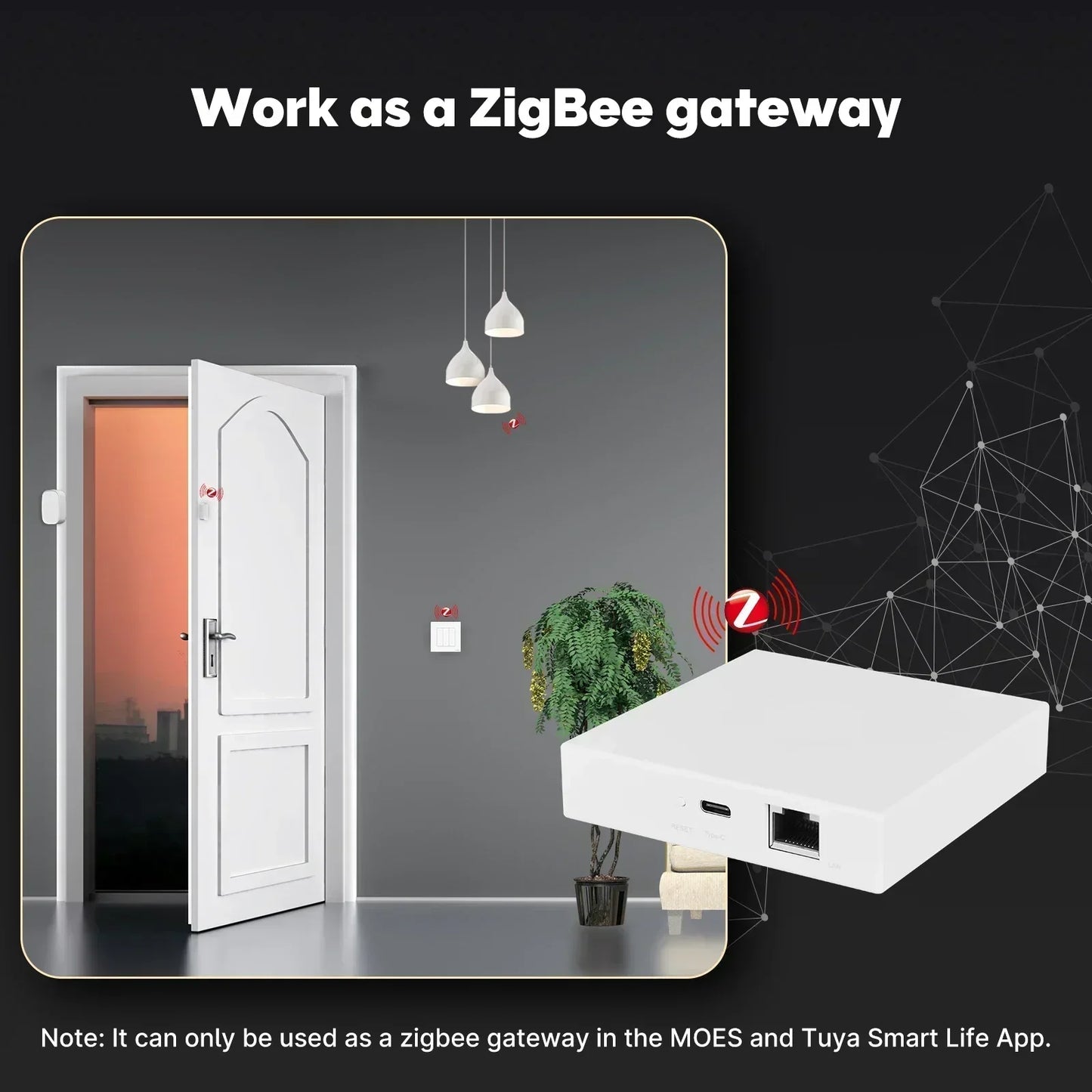 MOES Matter Gateway - Smart Home Control with Tuya Zigbee, Siri, HomeKit, SmartThings & Google Assistant Compatibility