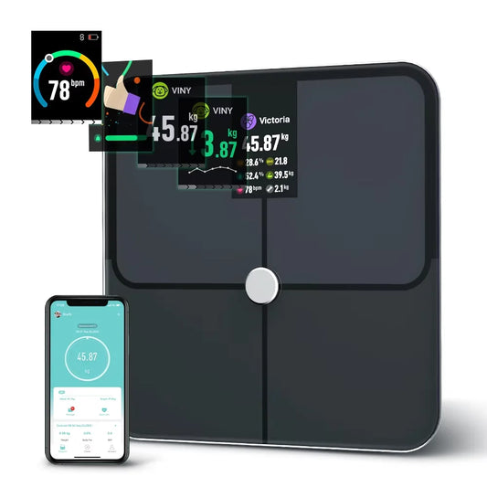 Digital Body Fat Scale — Smart TFT Color Screen with Heart Rate Monitoring for Precise Body Weight Measurement