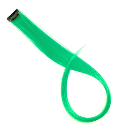 WIGSIN Synthetic Long Straight Rainbow Hair Extension – Colorful Purple Red Blue Hairpiece for Women