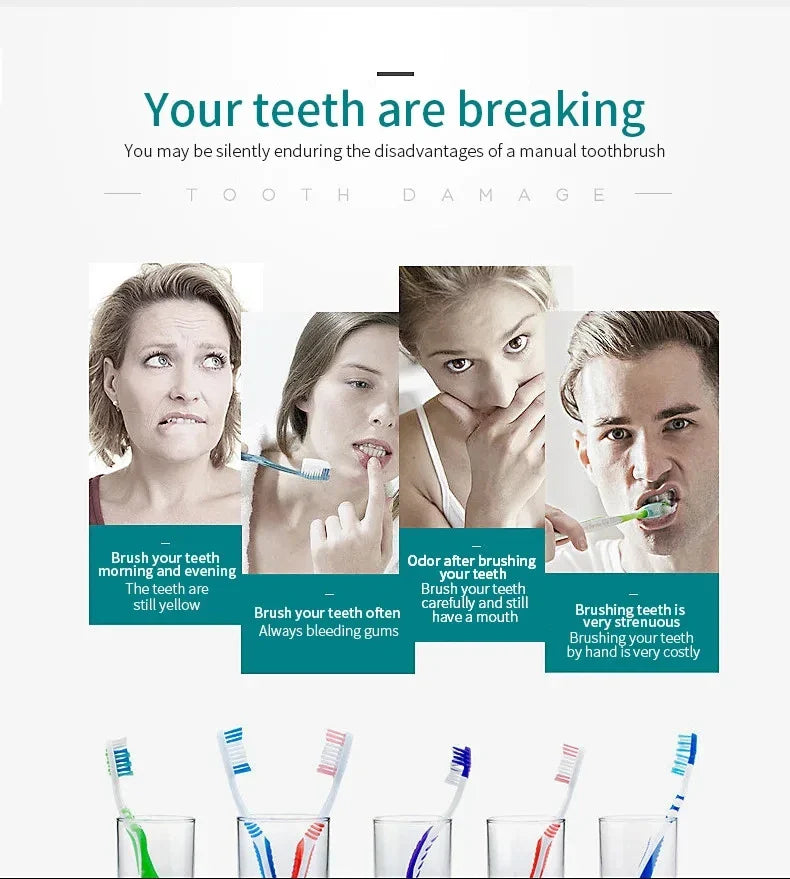 X-3 Sonic Electric Toothbrush – USB Rechargeable with 6 Clean Modes, Washable Teeth Whitening and Cleaning Brush