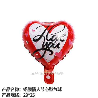 10-Inch Round Love-Shaped Aluminum Foil Balloon – English “Love” Design for Birthday, Valentine’s Day & Wedding Party Decorations