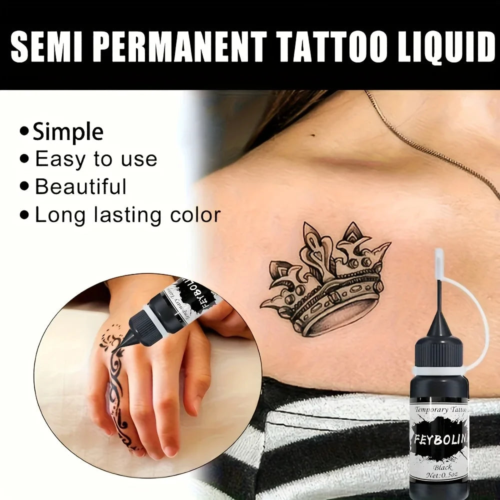 Long-Lasting Black Henna Temporary Tattoo Gel – Multi-Pack Body Art for Festivals, Parties & Role Play (1/3/5pcs)