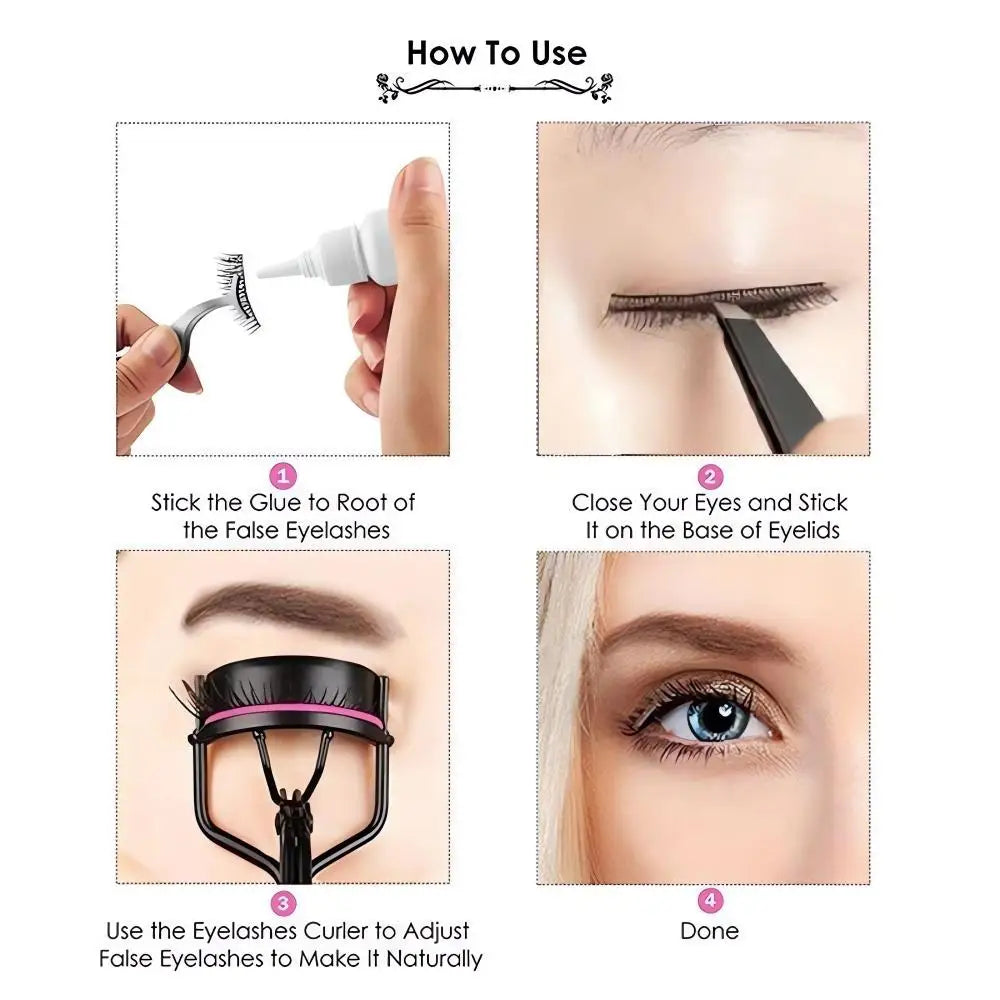 Professional Eyelash Curler with 10 Replacement Pads — Women’s Eyelashes Curling Tweezers & Makeup Beauty Tool
