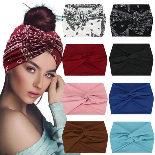 Wide Elastic Headband for Women – Yoga, Pilates, Running & Cycling Sweatband Hairband Turban Makeup Hair Hoop
