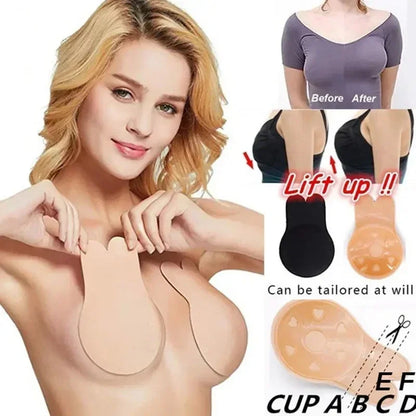 Invisible Nude Push-Up Bra Paste – Sexy Silicone Chest Stickers for Women, Wedding & Daily Use