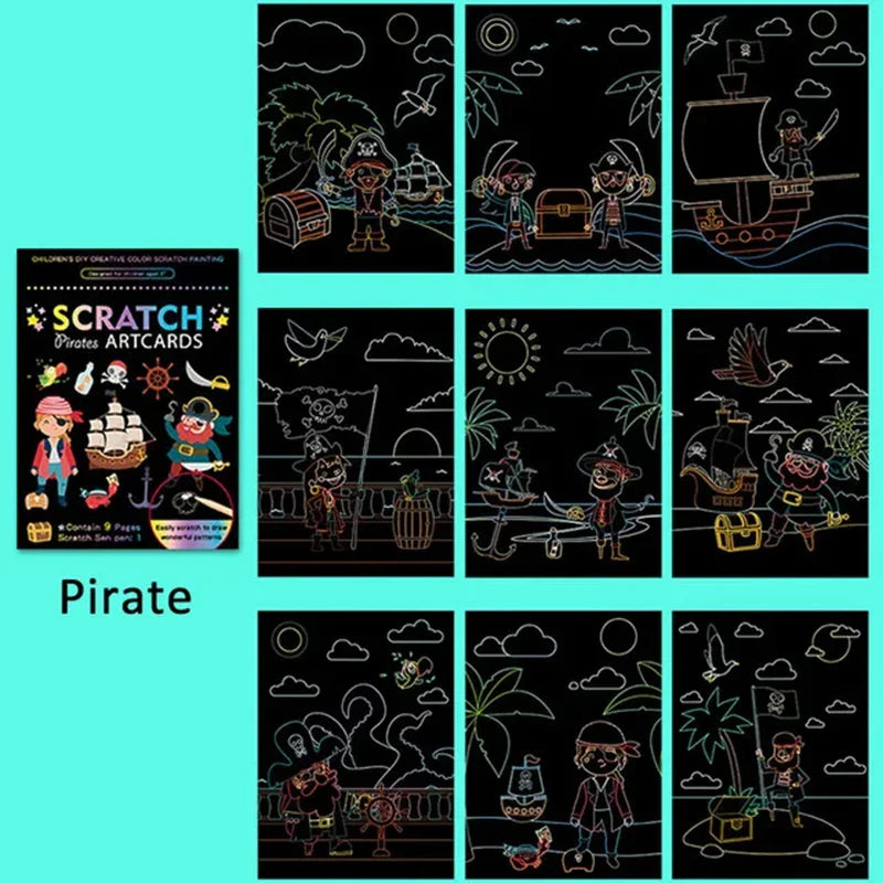 Children’s Scratch Painting Set – Colorful Cartoon DIY Drawing Toy for Early Education & Birthday Gifts