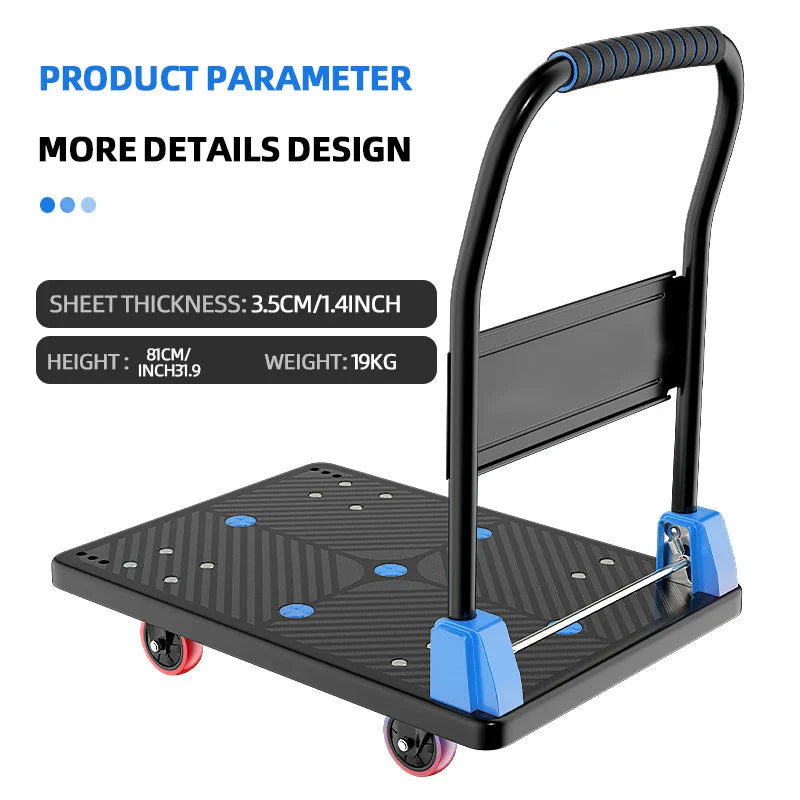 AIRAJ Foldable Platform Hand Truck – Heavy Duty Portable Trolley Cart, Compact Push Dolly for Practical Handling
