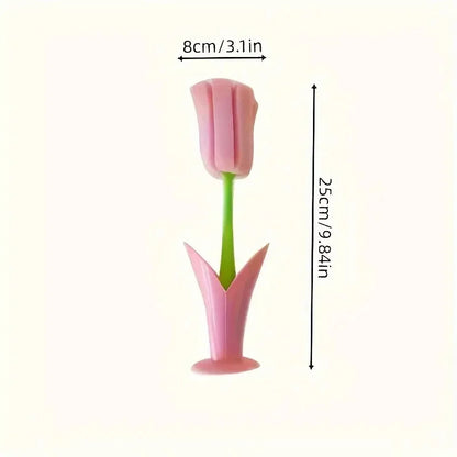 Tulip Cup Brush with Detachable Sponge Head – Long Handle Bottle & Glass Cleaning Brush Durable Kitchen Cleaning Tool