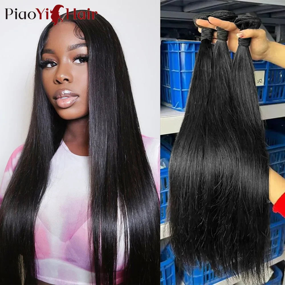 26-40 Inch Straight Human Hair Bundles – Thick Indian Raw Hair, Top Quality Extensions for Women