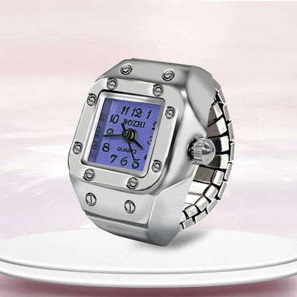 Kiss Jewelry Digital Quartz Finger Watch Ring – Mini Elastic Punk Style Clock Ring for Women, Men & Couple Teens Accessory