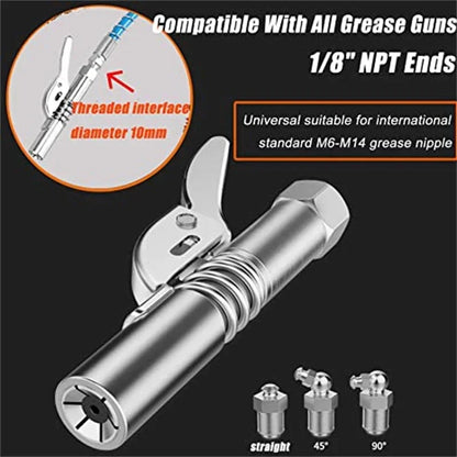 12000PSI High Pressure Grease Coupler Nozzle – Hose Pump Syringe, NPT1/8 Adapter for Brake Oil Change & Car Maintenance