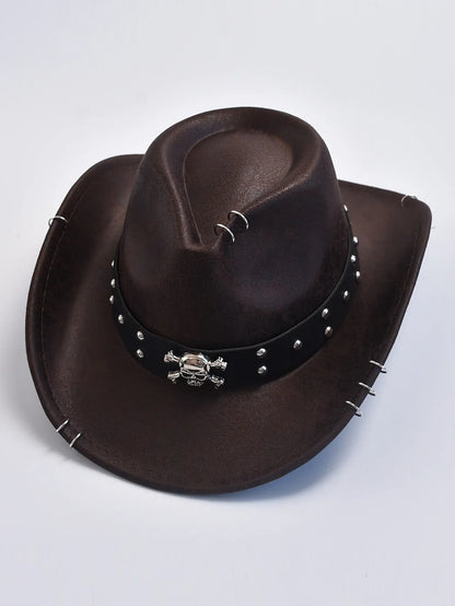 Faux Leather Vintage Western Cowboy Hat for Men – Gentleman Jazz Panama Cowgirl Sombrero Hat