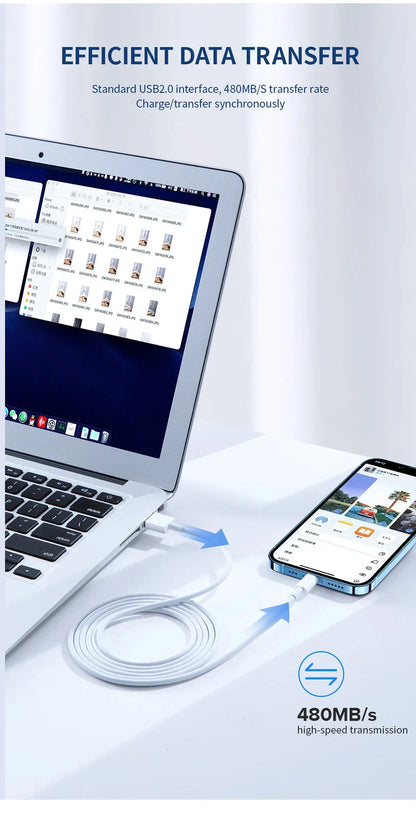 Original 40W PD USB-C Fast Charger Cable – Data Sync & Charging for iPhone 7-16 Series, iPad, USB Type-C Devices