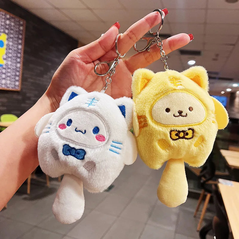 Sanrio Plush Doll Keychain Set – Melody, Cinnamoroll & Pochacco Cute Bag Pendant Gifts for Kids