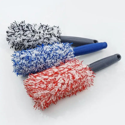 Car Wash Super Brush - Plush Premium Wheels Brush with Non-Slip Handle, Easy Cleaning for Rims, Spokes, Wheel Barrel, Car Accessories