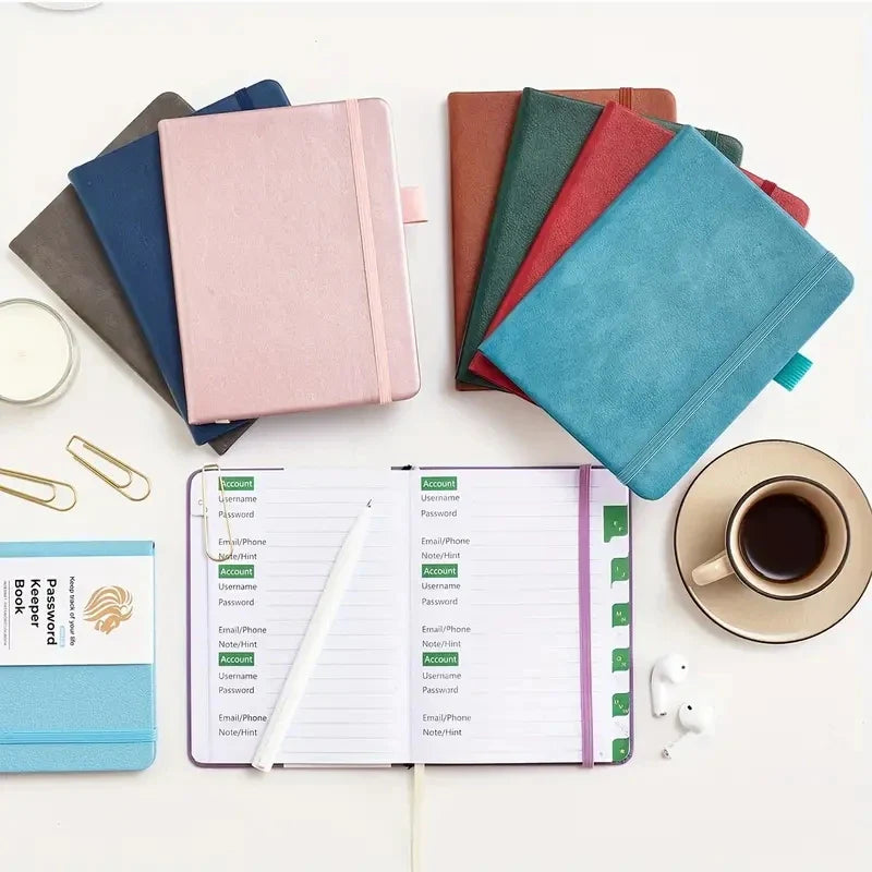 Hardcover Password Book with Alphabetical Tabs – Secure Notebook for Office & School Supplies