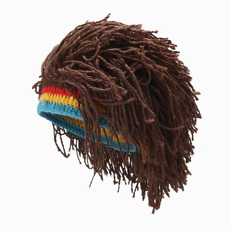Unisex Synthetic Dreadlock Wig Beanie – Handmade Crochet Rasta Hat for Hip Hop, Jamaica, African Party & Dance