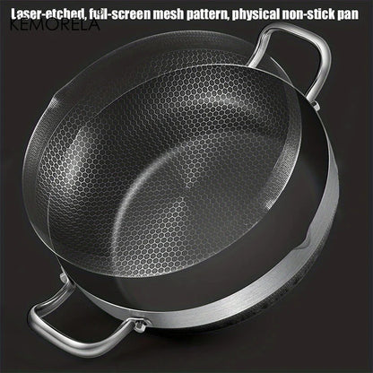 Stainless Steel Frying & Soup Pot Combo - Non-Stick Honeycomb Bottom with Lid, Suitable for Induction & Gas Stoves, Available in 26cm, 28cm, 30cm