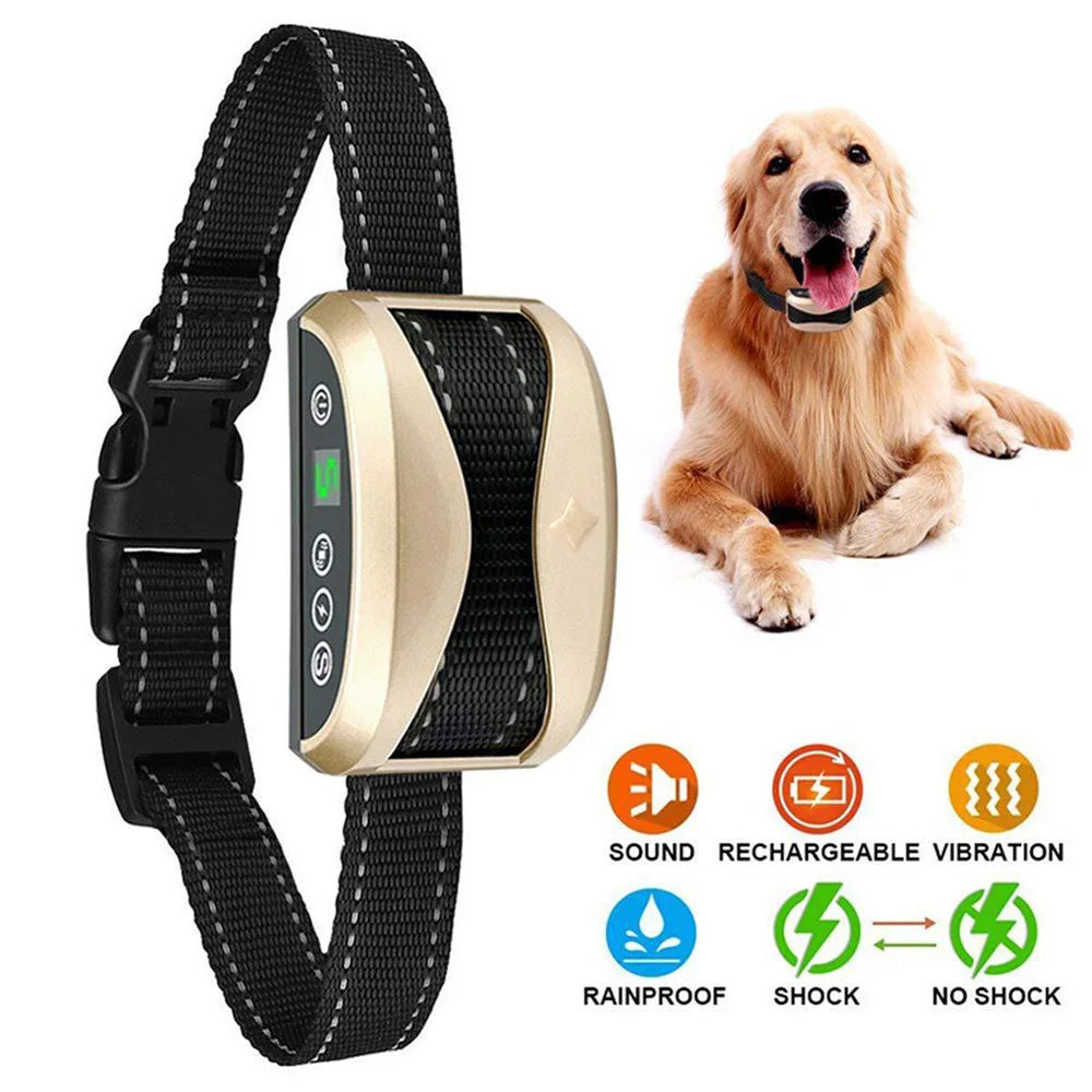 Rechargeable Anti-Bark Dog Training Collar Automatic Bark Control Device for Dog Behavior Training Adjustable No-Bark Collar Waterproof Pet Accessory