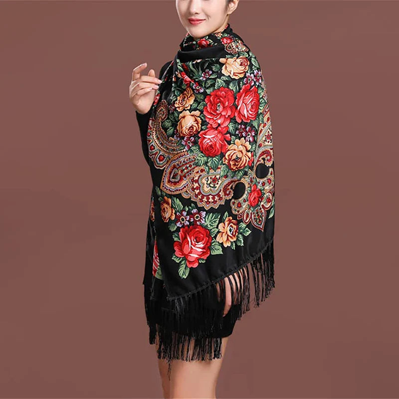 2024 Designer Print Shawls for Women - Winter Scarf Pashmina with Floral Design, Warm Hijab Wraps, Bufandas Foulard, Travel Stoles