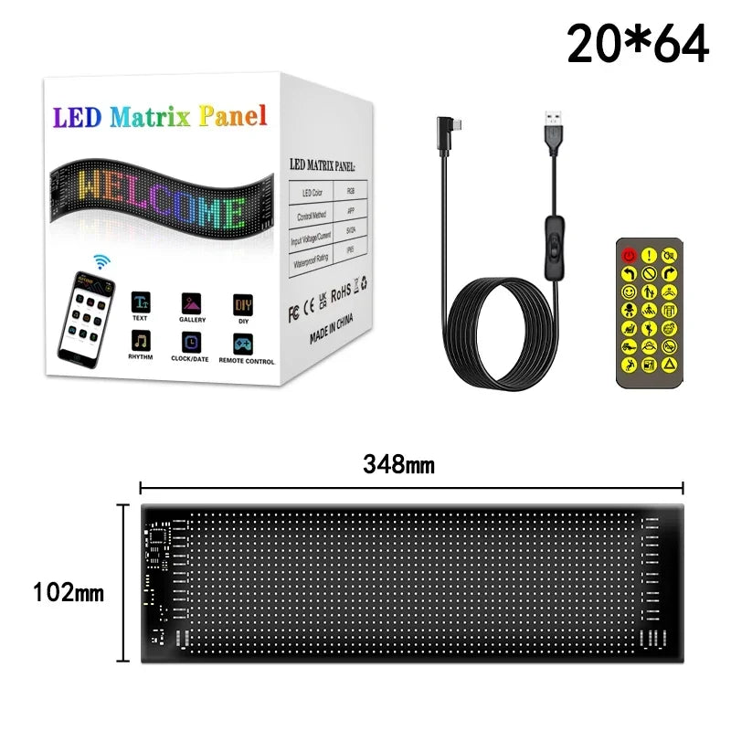LED Matrix Pixel Panel – Scrolling Bright Advertising Sign with Flexible USB & Bluetooth App Control