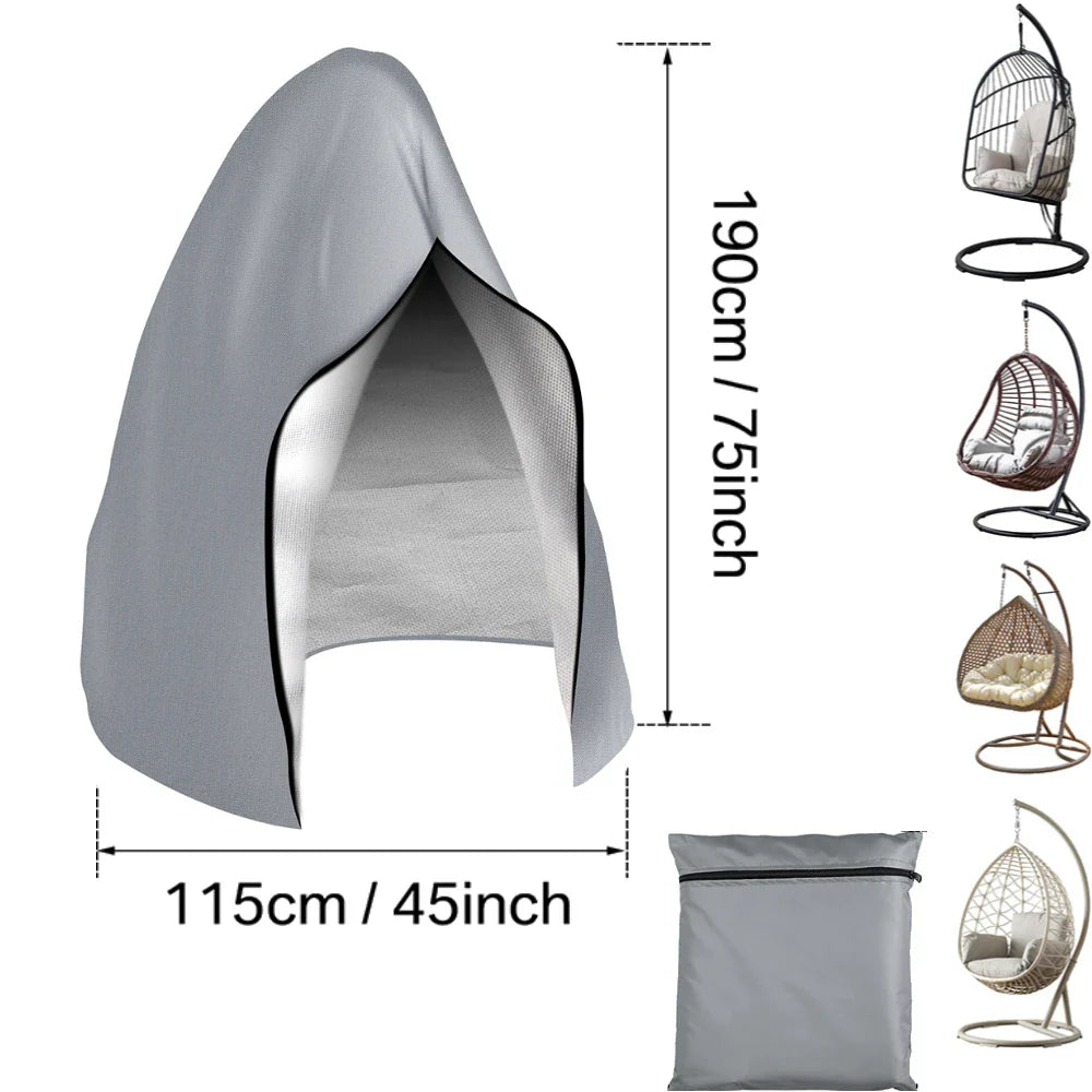 Waterproof Patio Hanging Egg Chair Cover 210D Heavy Duty – Windproof Dustproof Swing Seat Slipcover for Single & Double Garden Chairs