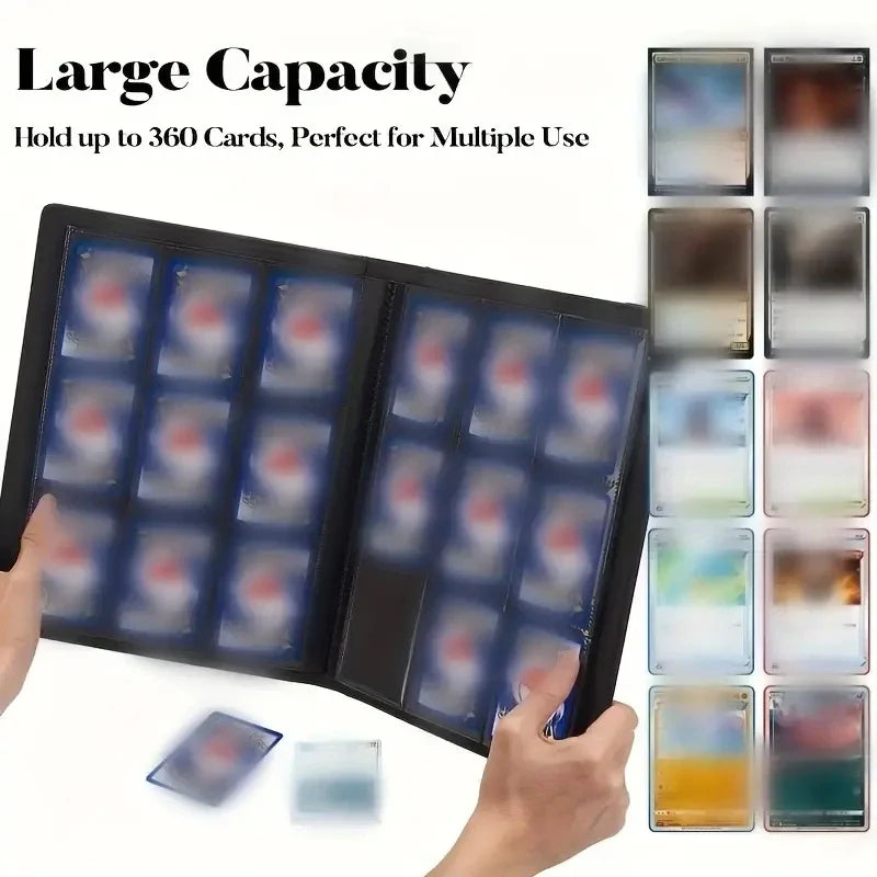 9-Pocket Trading Card Binder — Premium PU Cover Zip Card Holder Book, Durable Side-Loading Card Organizer