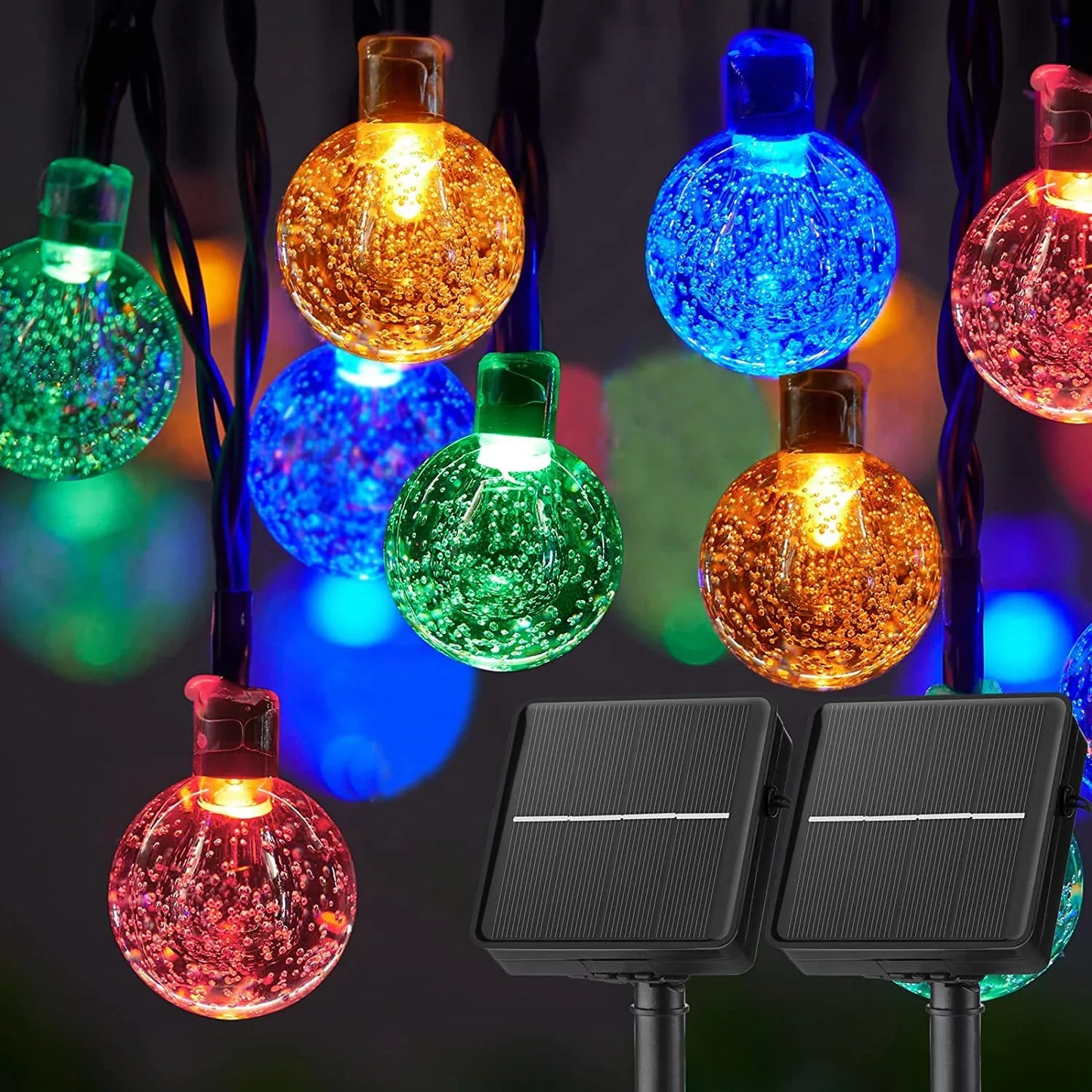 60 LED Solar String Lights - Waterproof Crystal Globe Garden Lights with 8 Modes for Patio, Party & Tree Decor