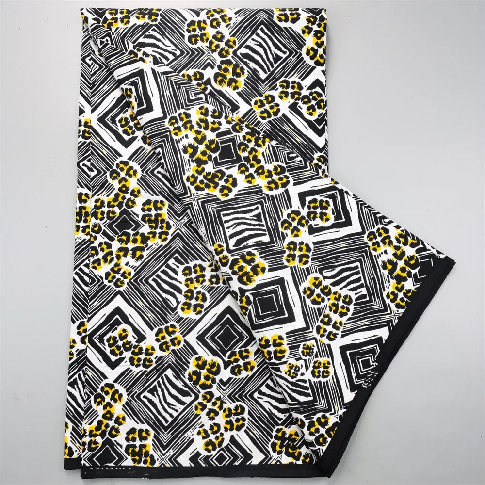 African Real Wax Ankara Fabric - 100% Cotton 6 Yards Nigerian Print Party Dress Sewing Material