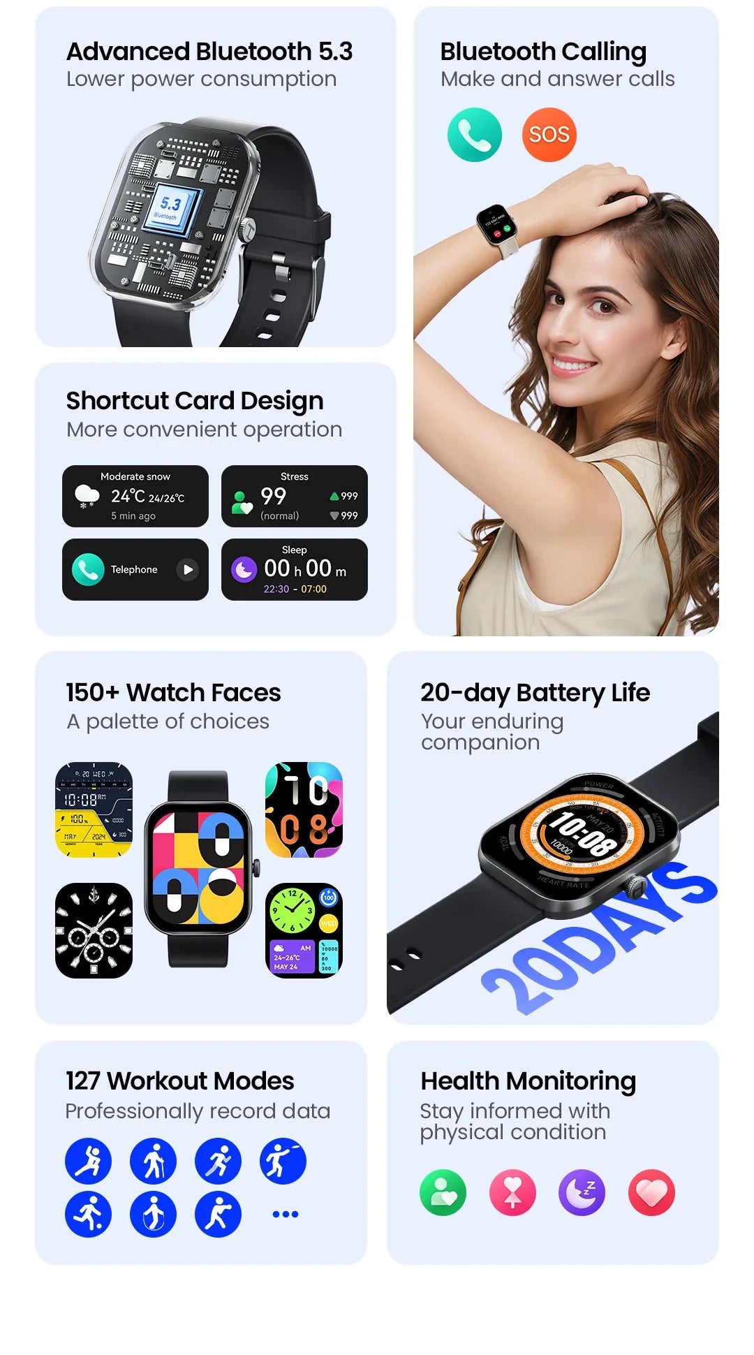 HAYLOU Watch S6 Smartwatch — 2.01" HD Display, Bluetooth Voice Calls, IP68 Waterproof Fitness Tracker