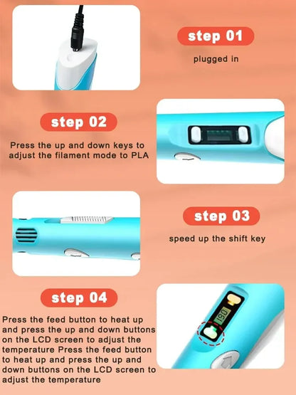 USB 3D Printing Pen – 9M PLA Children’s 3D Drawing & Graffiti Pen, Smart DIY Art Toy for Gifts