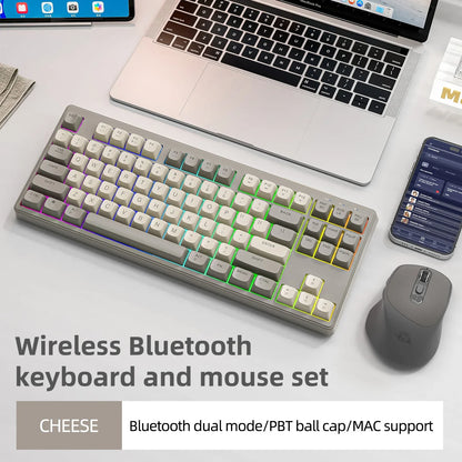 M87 Wireless 87-Key Dual Mode Bluetooth RGB Gaming Keyboard with PBT Keycaps and Rainbow Light