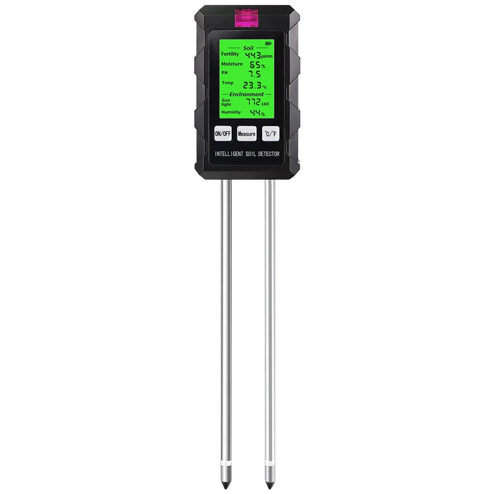 6 in 1 Soil Tester - pH, Temperature, Humidity, Sunlight, Air, Moisture & Nutrient Fertility Meter for Gardening