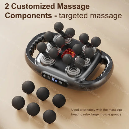 Fascia Massage Gun with 12/8 Heads — Electric Deep Tissue Muscle Relaxation Gun, High-Frequency Back & Body Massager