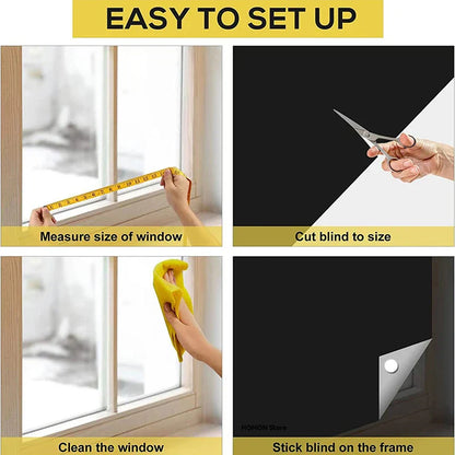 100% Removable Light Blocking Window Cloth - DIY Total Blackout Glass Privacy - Darkening Window Tint Black Sticker