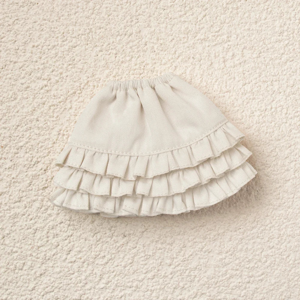 Blythe Doll Clothes Plaid Pleated Skirt & Off-Shoulder Top Tulle Dress Set — Ruffle Skirt for Licca, Azone, OB22, YMY Doll Accessories
