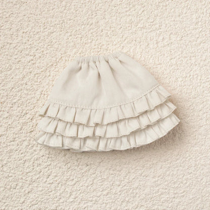 Blythe Doll Clothes Plaid Pleated Skirt & Off-Shoulder Top Tulle Dress Set — Ruffle Skirt for Licca, Azone, OB22, YMY Doll Accessories