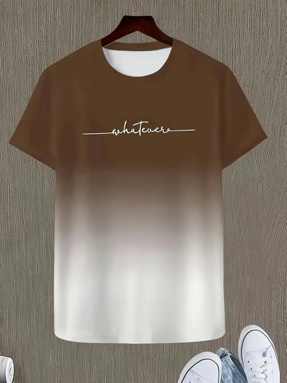 Men's Casual Crew Neck T-Shirt – Gradient Color Short Sleeve for Sports & Everyday Wear