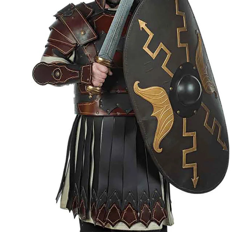 Medieval Greek & Roman Gladiator Armor – PU Leather Cuirass Shoulder & Chest Plate for Viking Warrior, Knight Cosplay & LARP Costume