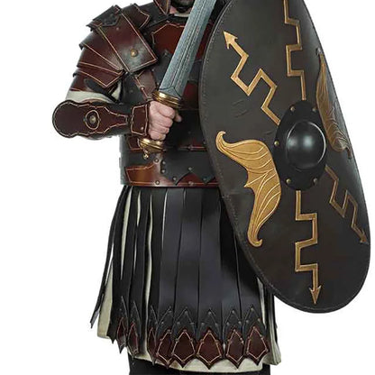 Medieval Greek & Roman Gladiator Armor – PU Leather Cuirass Shoulder & Chest Plate for Viking Warrior, Knight Cosplay & LARP Costume